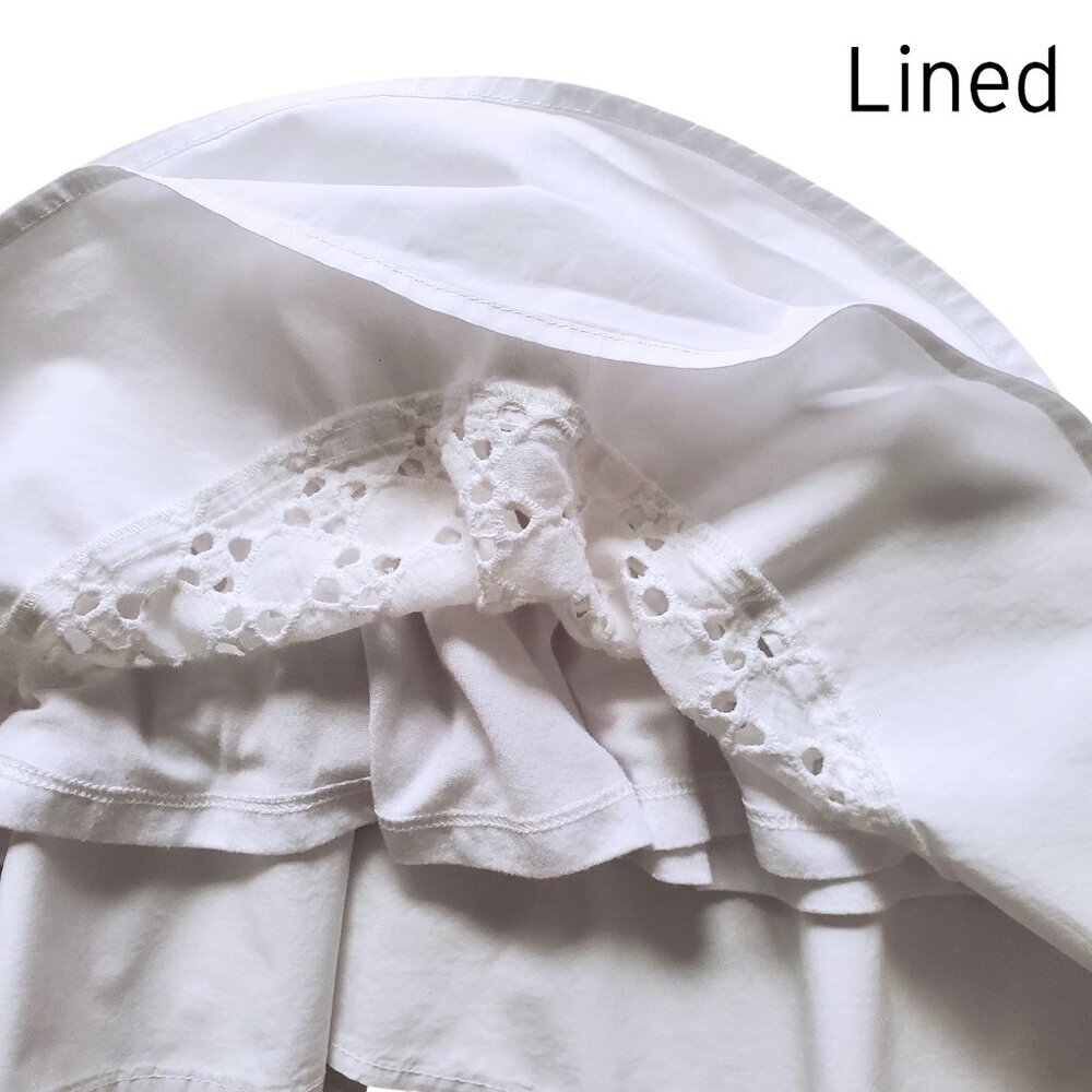 Gianni Bini White 100% Cotton Feminine Fishtail Eyelet Ruffle Hem Skirt M - Picture 7 of 13